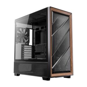 Antec FLUX ATX WOOD Mid Tower Gaming Chassis   Black