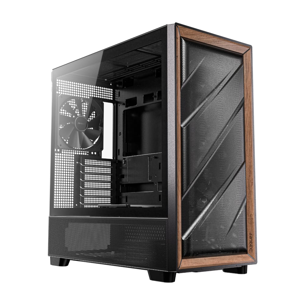 Antec FLUX ATX WOOD Mid Tower Gaming Chassis   Black