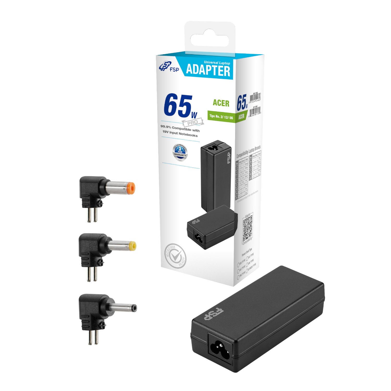 FSP PRO 65W Universal Laptop Adapter Acer
