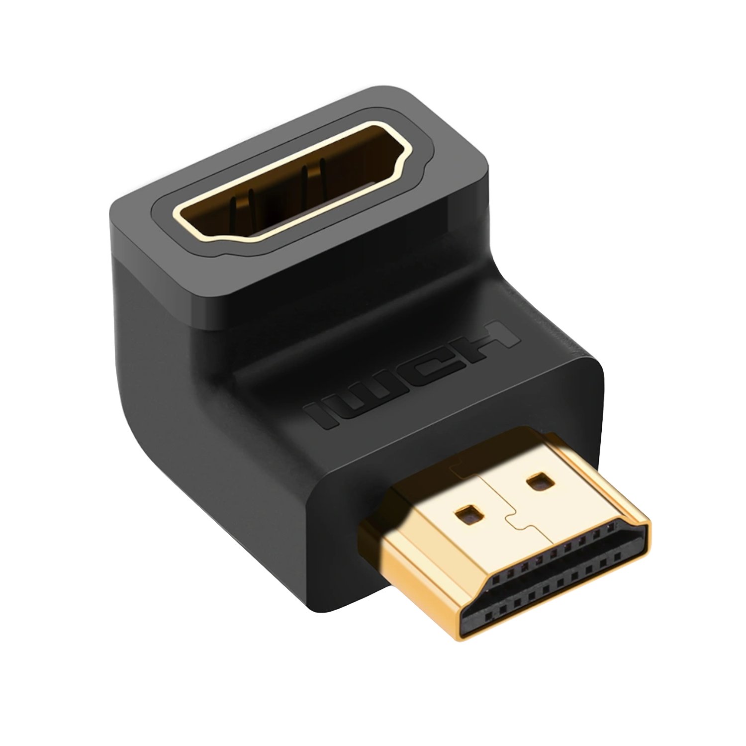 UGreen HD112 HDMI 4K Male to Female Down-angled Connector - Black - Image 2